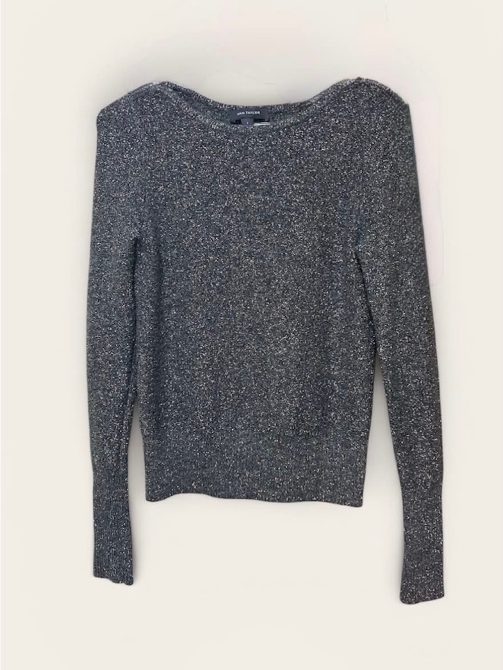 Ann Taylor Metallic Sparkle Boat Neck Sweater Size S